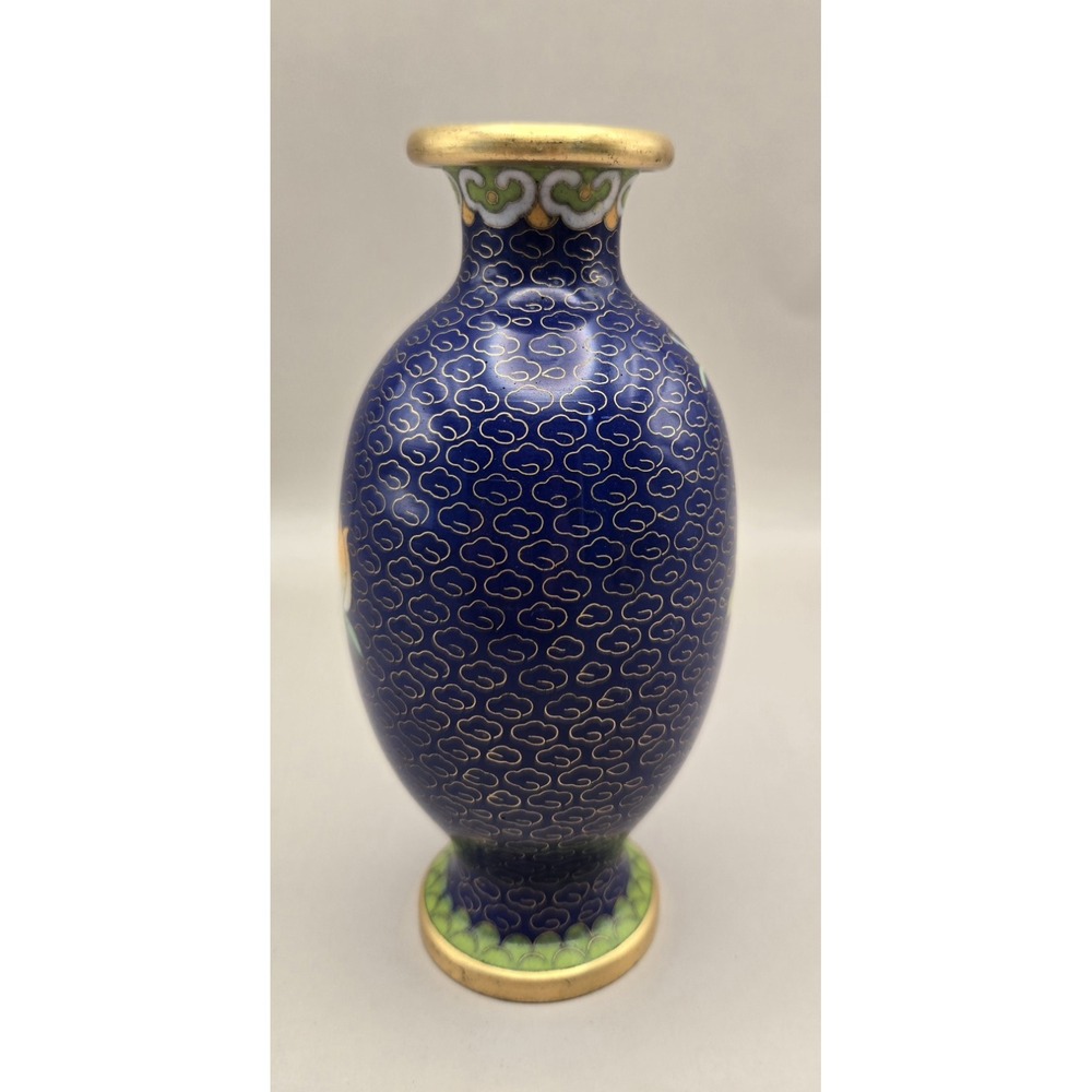 Chinese Cloisonne Enamel Vase 5" Tall Mid-Cen With A Pink Peony Motif B#28 - Picture 5 of 7